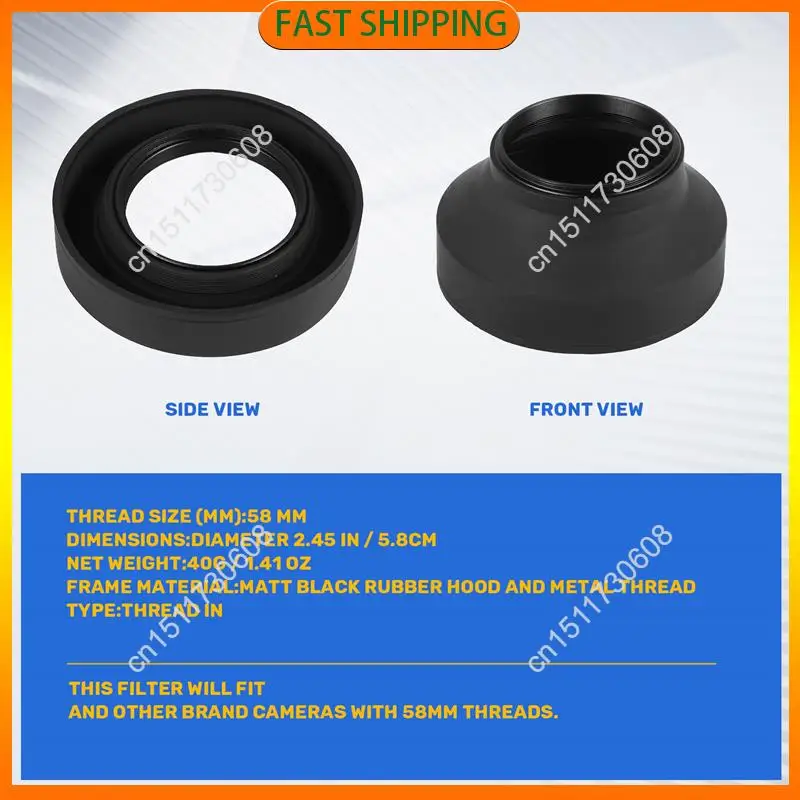 Compre ahora Parasol de goma 3 en 1 de 58 mm para Canon Sony Nikon D3100 3200 D3300