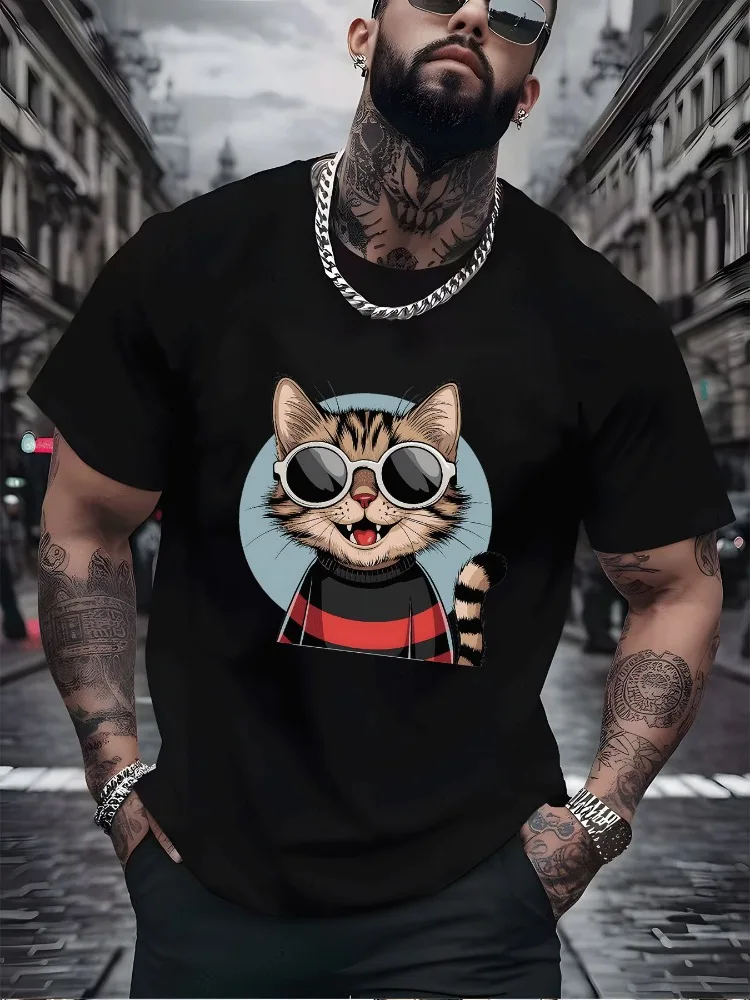 Vintage Cat Cotton T Shirt Harajuku Y2k Fashion Streetwear Short-sleev Summer Clothes for Men Women Cat Mom Gift Cat Dad Outfit
