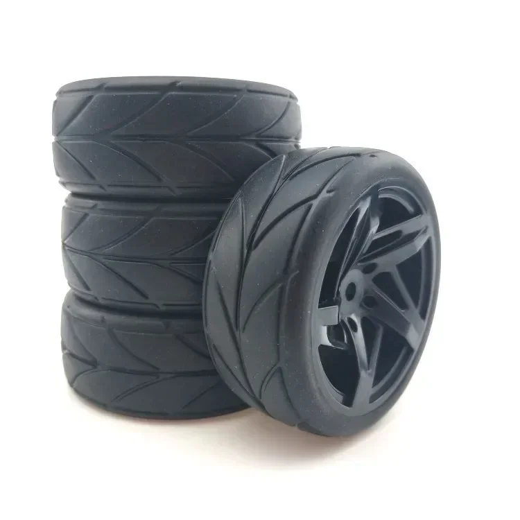 4Pcs RC 6030-6081 Rubber Tires & Plastic Wheel  For HSP HPI 1:10 On-Road Car Racing