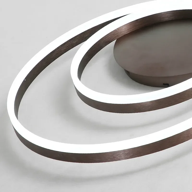 lamp aras detecho Modern remote control led ceiling lights for living room dimming   lamp coffee color double circle