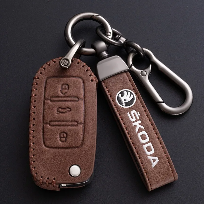 Car Remote Key Fob Case Cover Protector Holder Shell For Skoda Octavia A5 A7 Fabia Superb Kodiaq Karoq Auto Keychain Accessories