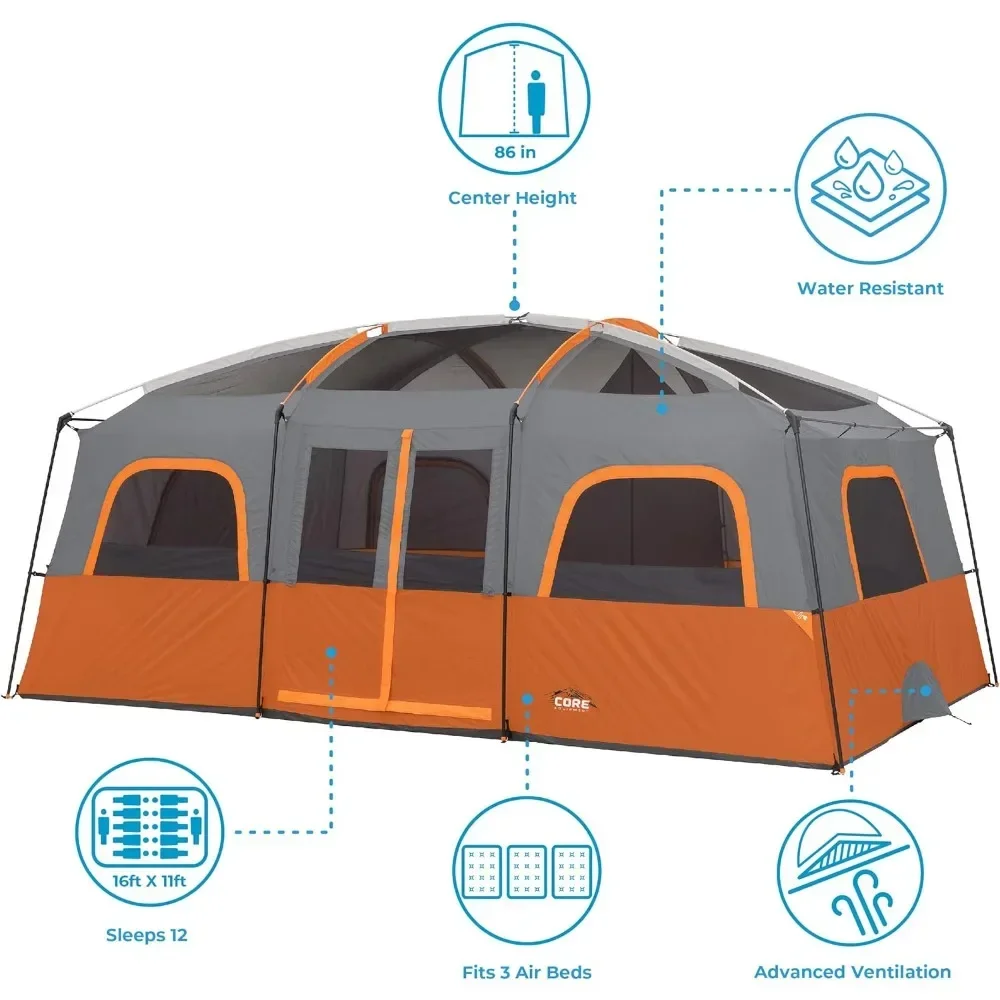 12 Person Tent | Large Multi Room Camping Tent for Outdoor Family Camping | Portable Cabin Easy To Install Stand Up Tent