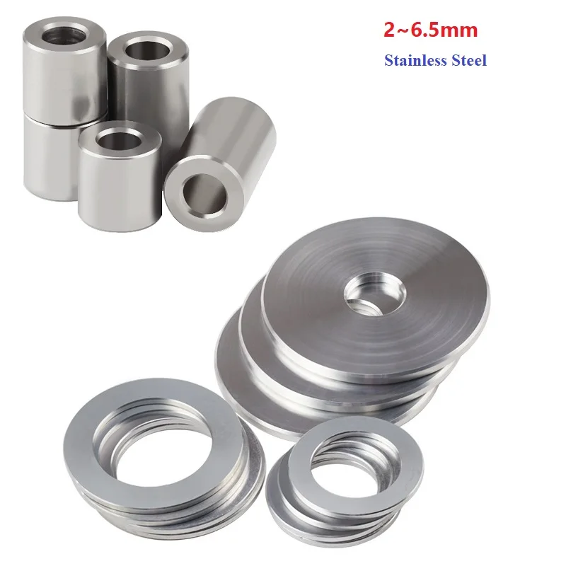 5/10pcs 2.1~6.5mm Stainless Steel Bushing Washer Gasket Round Hollow No Thread Standoff Spacer Thickness 1 To 20mm New Product