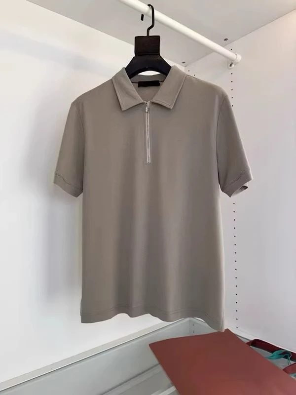 

Рубашка-поло LP Italian 25ss Tencel из хлопка с лацканами и половиной молнии с короткими рукавами