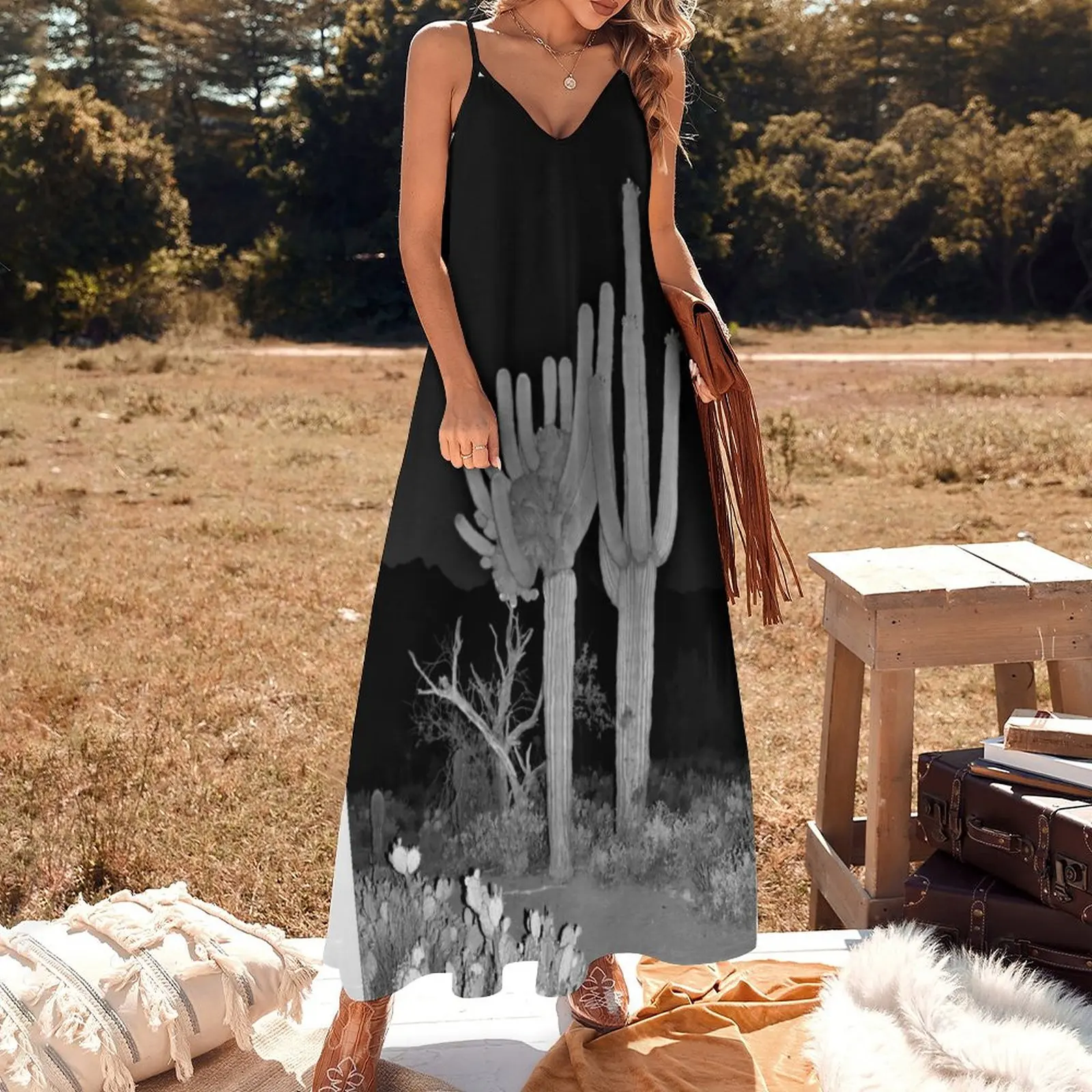 Majestic Saguaros At Night Sleeveless Dress summer outfits for women 2023 summer women's dress 2023