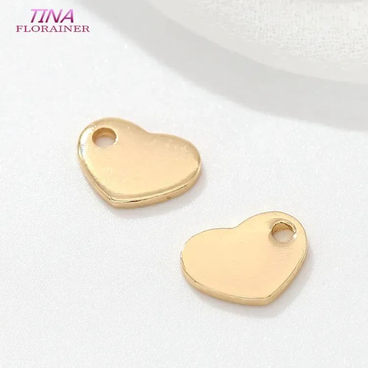 9*7MM Hole 1MM 14K Gold Color Brass Heart Shape Charms High Quality Diy Jewelry Findings Accessories