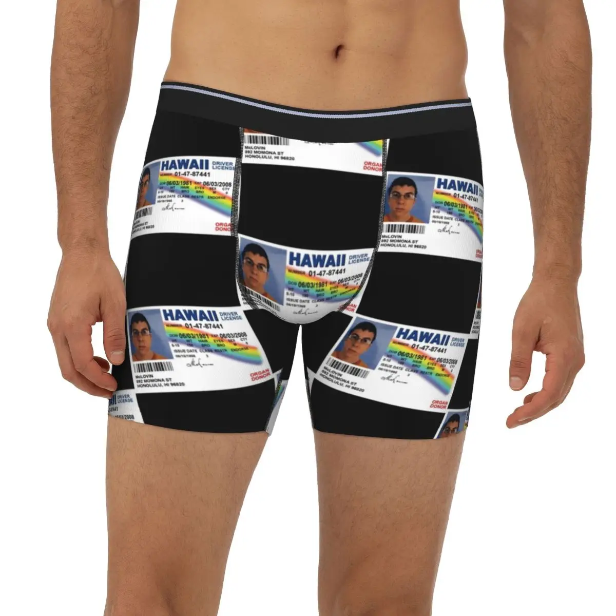 

McLovin Driver License Long Boxer Underpants Short Men's Panties Soft Underwear for Homme Man Boyfriend Gift