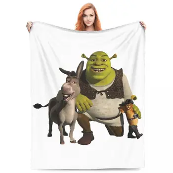 Puss In Boots Shrek And Donkey Blanket Decorative Flannel Throw Blanket For Outdoor Warm Design Quality Bedspread Gift