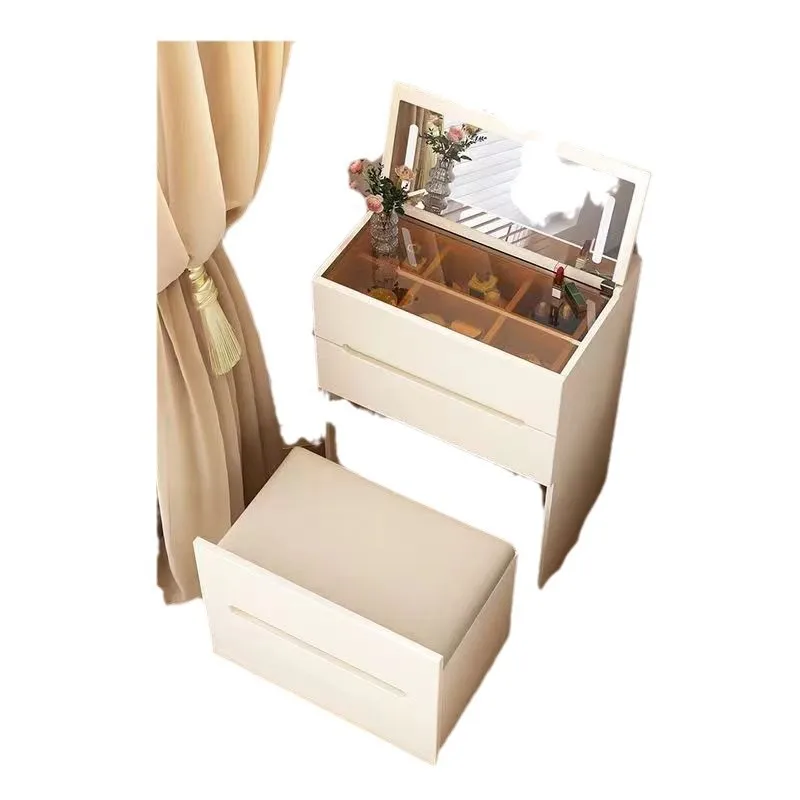 

dresser, storage cabinet all solid wood, cream wind bedroom bedside table, modern and simple, clamshell dressing table