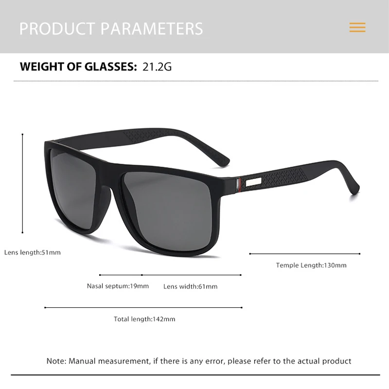 نظارات شمسية مستقطبة جديدة عصرية، نظارات شمسية ملونة، نظارات شمسية مربعة للرجال للقيادة الراقية 182 #6