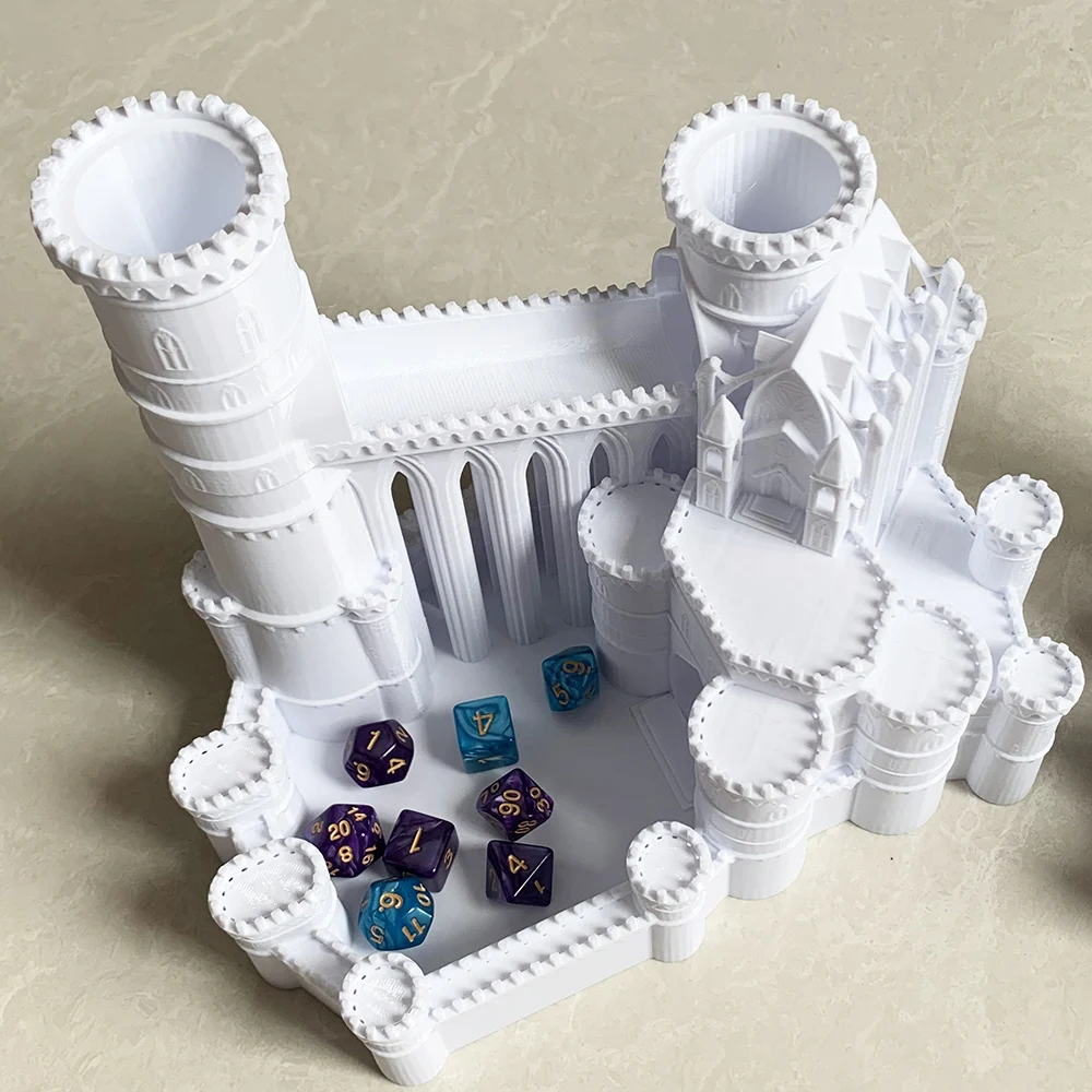 Ice Castle Dice Tower 3D Printed Tabletop Gaming Tower Dice Tower Tray for DND Board Game D&D RPG Desk Decoration