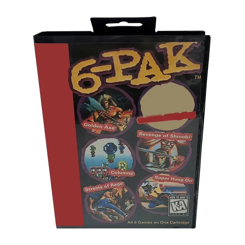 NTSC 및 PAL 비디오 게임 콘솔용 게임 카트리지, 6-PAK 6IN 1 MD, 16 비트