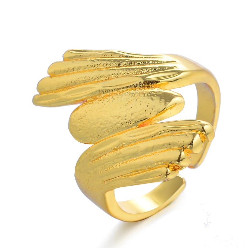 24K Gold Color Rings For Women Wedding Gift Nigeria Africa Ethiopia New Arrival Fashion Ring Exaggerate