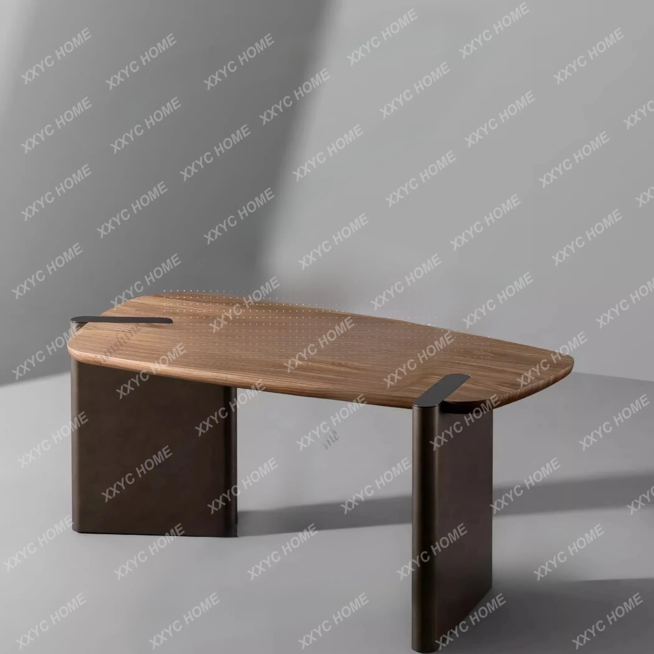 minimalist special-shaped desk simple walnut color desk