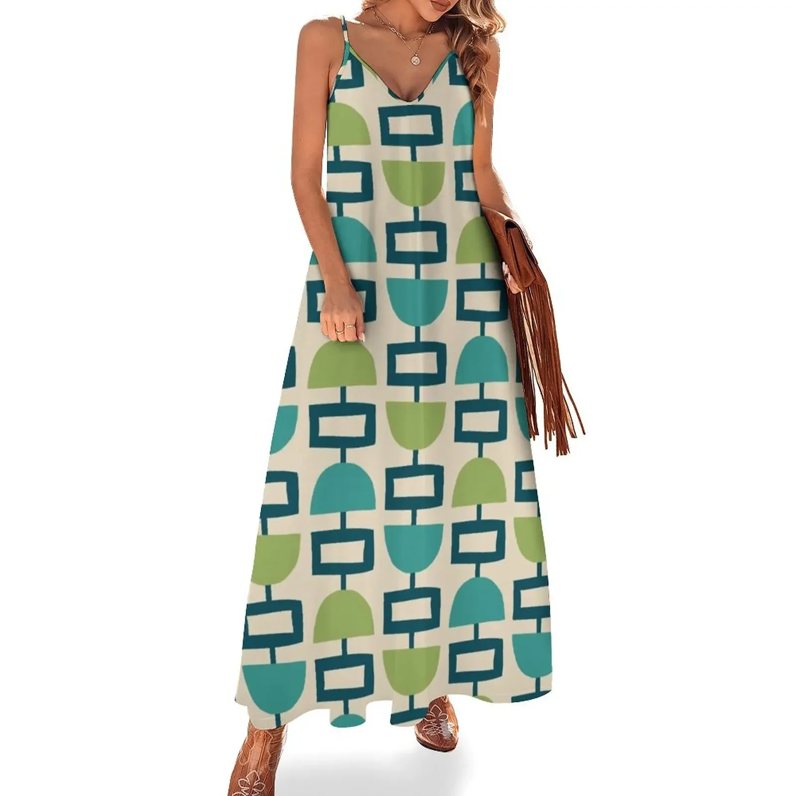 

Mid Century Modern Geometric Pattern 257 Sleeveless Dress dresses women summer 2025 clothes cocktail dresses Woman dresses Dress