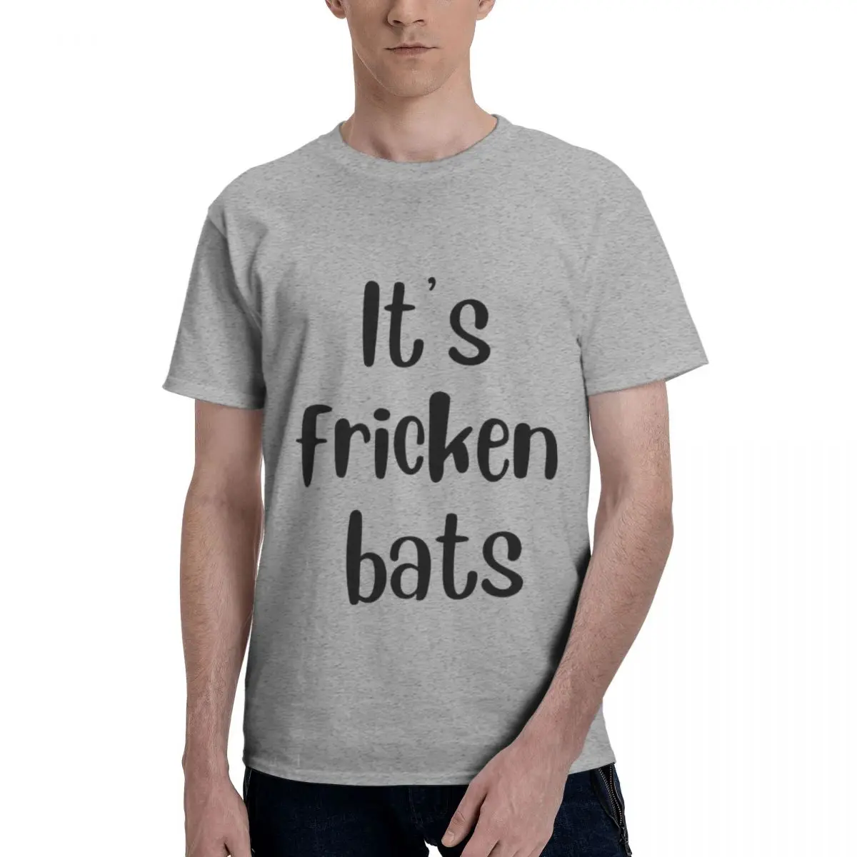 

Its Fircken Bat Men's 100% Cotton Short Sleeve T-shirt Top Loose Tshirt