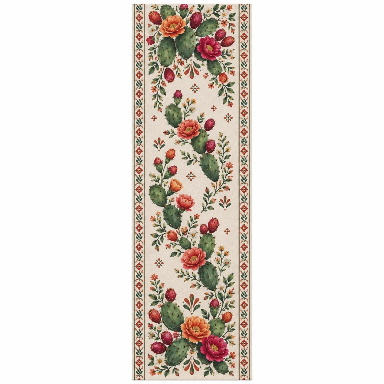 Mexican Cactus Floral Table Runner Southwestern Desert Botanical Dining Table Decor Farmhouse Kitchen Party Decoration
