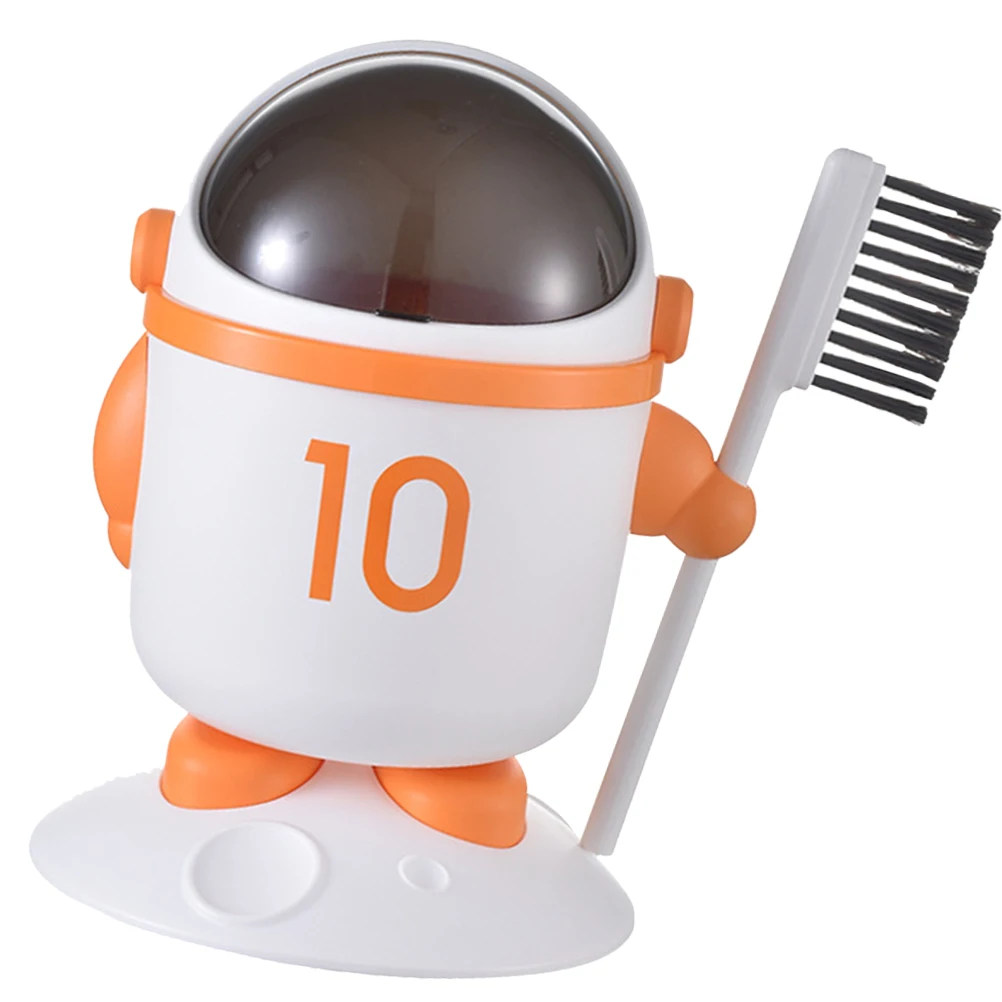 

Cute Astronaut Trash Can Mini Desktop Garbage Bin Small Sturdy Plastic Space-Saving Table Trash Can Bright Cartoon for Office