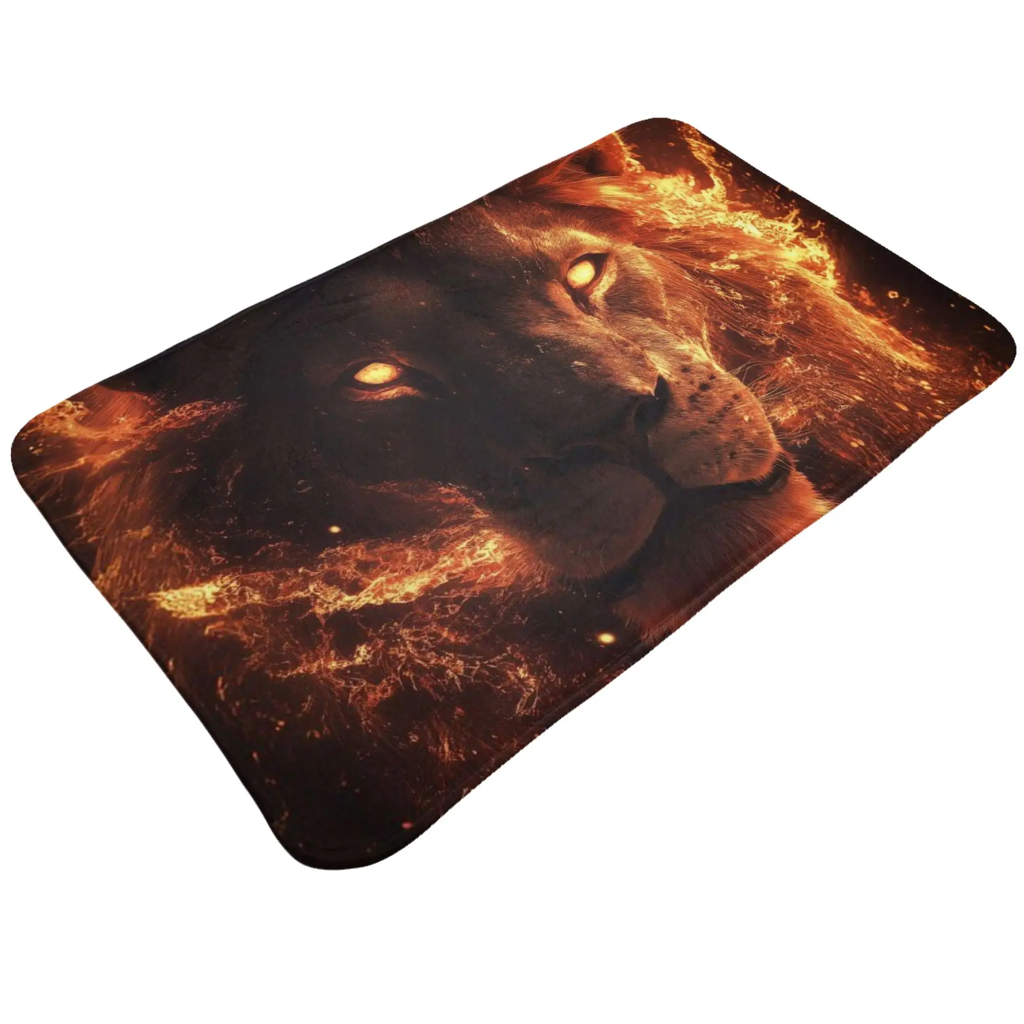 Burning Fire Lion Artwork Doormat Bedroom Kitchen Mat  Outdoor Home Decoration