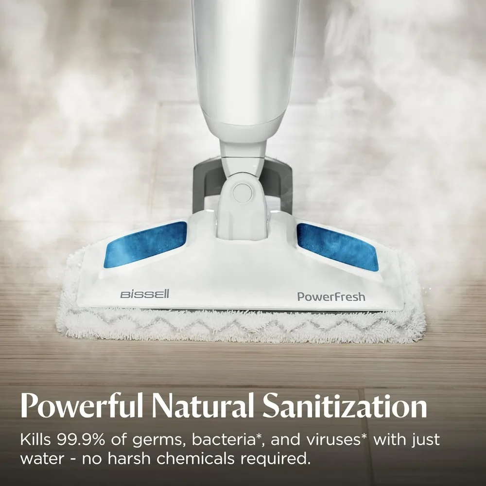 Bissell Power Fresh Steam Mop with Natural Sanitization Floor Steamer Tile Cleaner Hard Wood Floor Cleaner Flip-Down 1940A