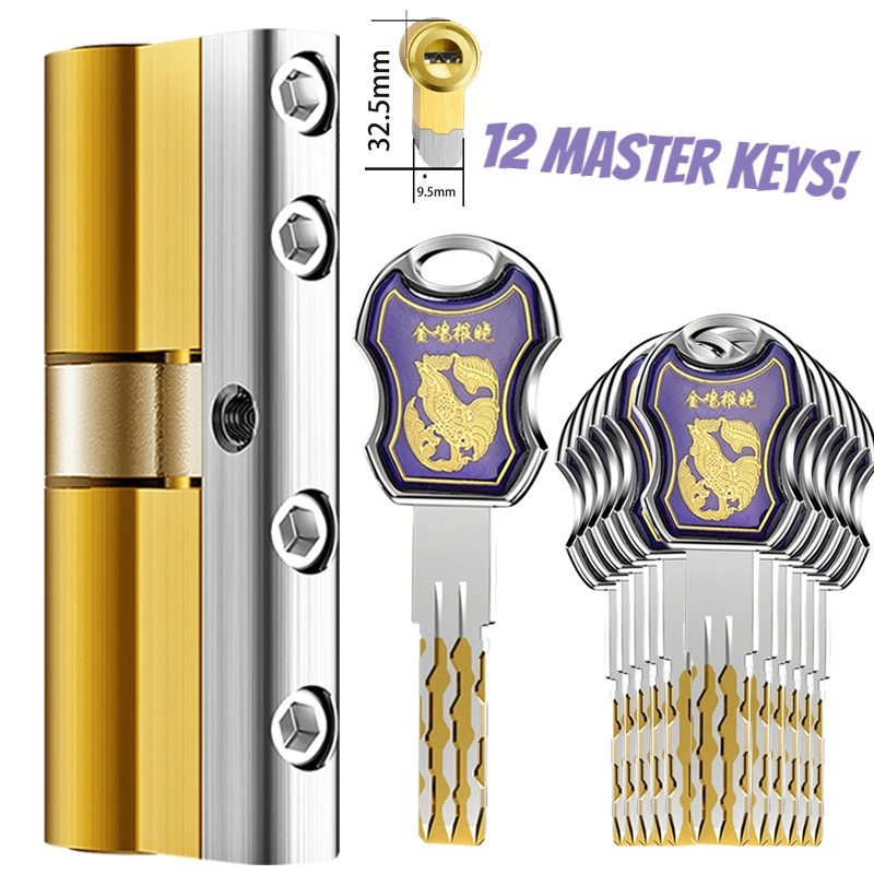 lock cylinder cilindros europeus fechadura padrao fechaduras de porta ao ar livre 12 pecas master keys double lock cyinderhome lock 65100 mm 01