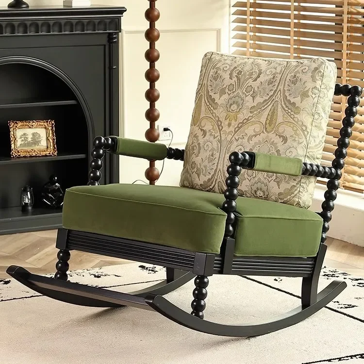 French rocking chair houshold American retro reclining and sleeping pearl chair solid wood single sofa rocking chair