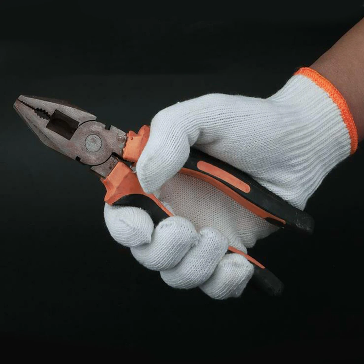 

24Pairs Anti-Slip Labour Protection Cotton Yarn Gloves Industrial Manufacturing Skidproof Nylon Work Gloves White