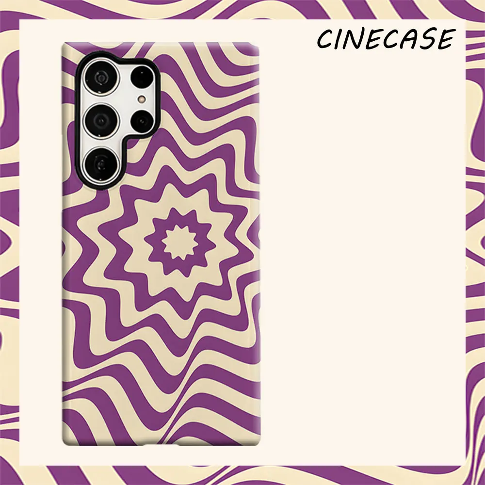 Purple Wavy Star Concentric For Samsung Galaxy S26 S25 S24 A56 A36 Dual Layer Luxury Fashion Full Lens Protective Case