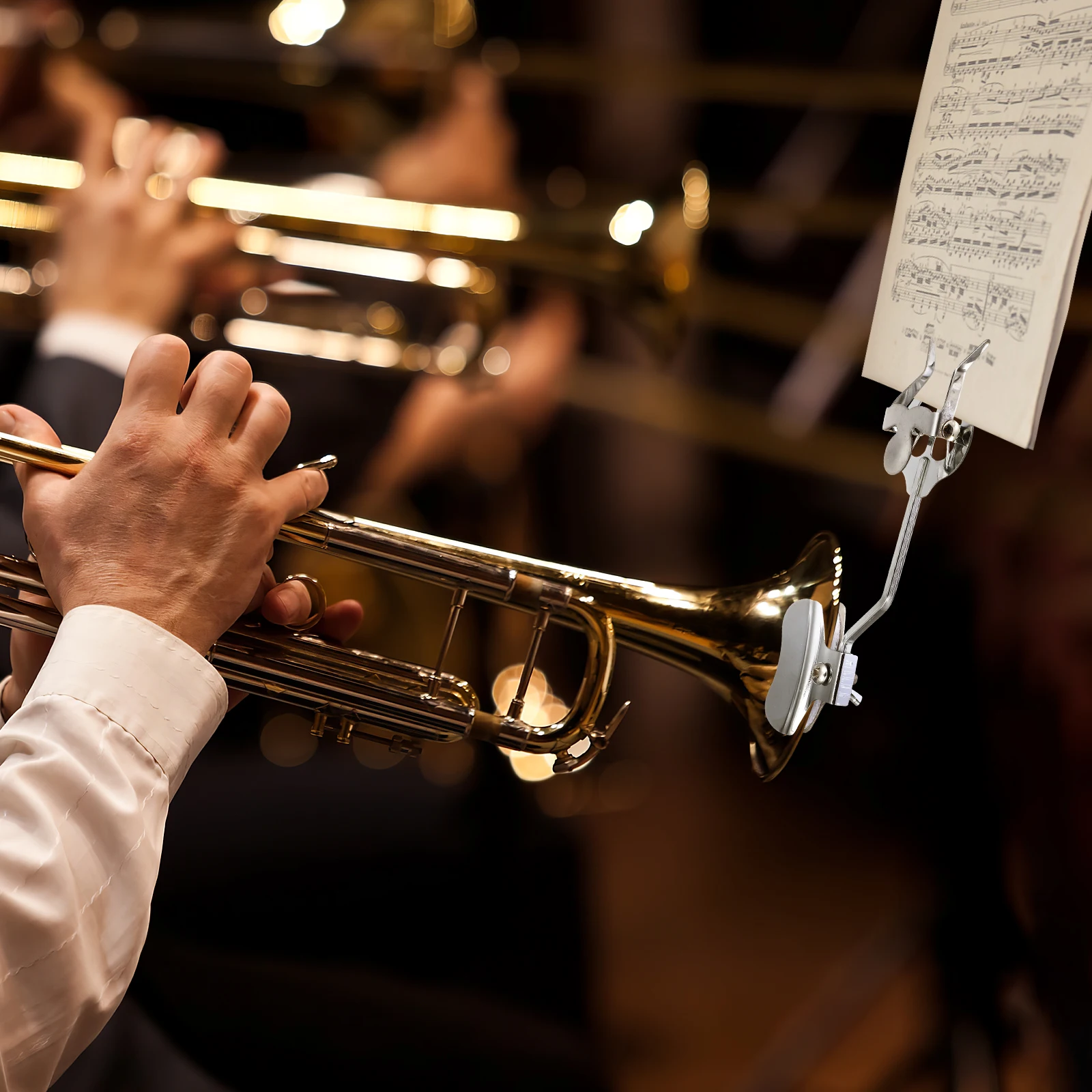 

Trumpet Trombone Sheet Music Clip Silver Marching Lyre Holder Compact Lightweight Metal Clamp On Accessories For