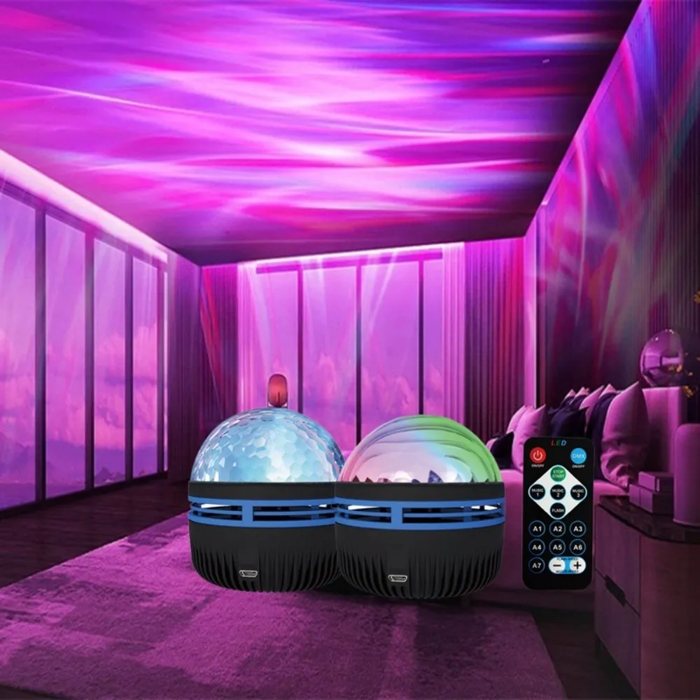 Northern Galaxy Light LED Water Pattern Starry Sky Light Remote Control Aurora Projection Light USB Plug-in Magic Ball Stage KTV