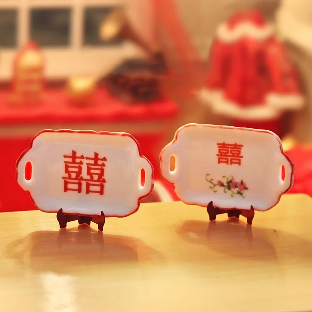 1 قطعة 1/12 دمية اكسسوارات مصغرة السيراميك صينية طعام طبق عشاء صينية فواكه صغيرة نموذج ل دمية ديكورات منزلية OB11 #4