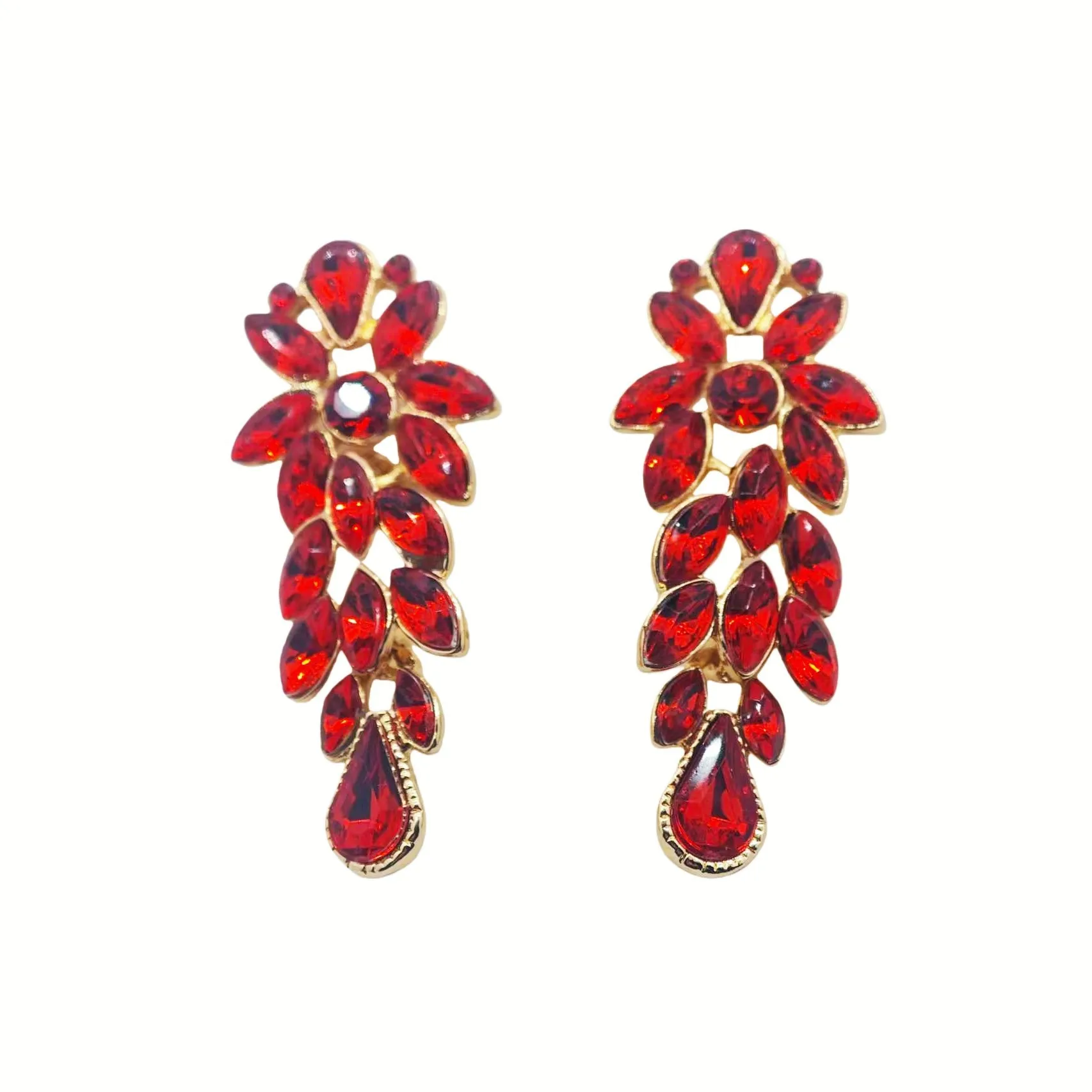 Street Shooting Luxury Super Flash Rhinestone Fashion Solid Color Leaf Earrings Popular Fashion Simple Daily Versatile Earrings