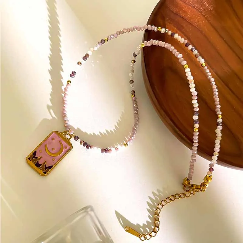 PRISCA | Square Brand Rhinestone Necklace Women Stainless Steel  Bohemian Party Jewelry Luxury New 2025