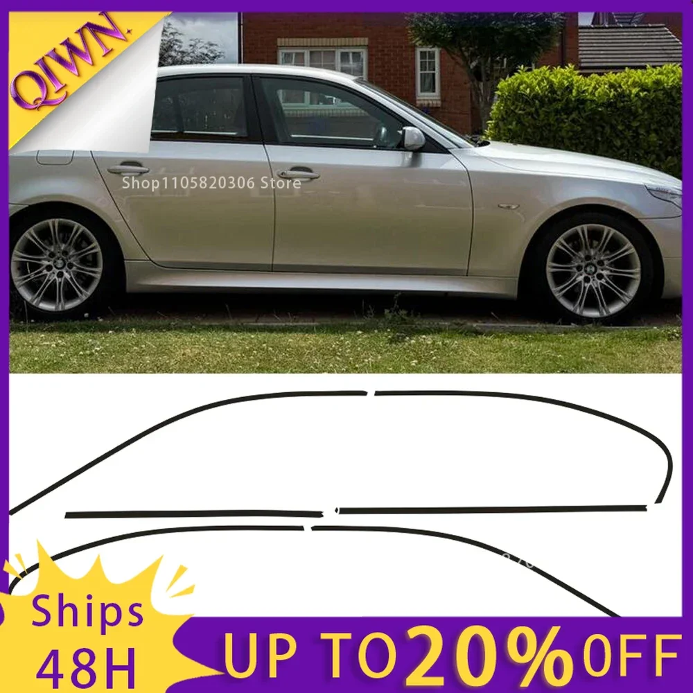 QIWN Chrome Delete Window Trim Sticker For BMW 5 Series E60 2004-2010 Glossy/Forged Carbon Fiber Black Exterior Decal