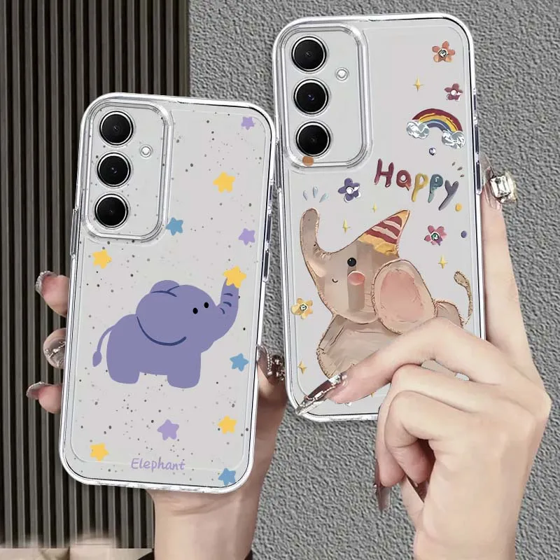 

Cartoon Anime Elephant Phone Case For Samsung Galaxy S26 S25 S24 S23 S22 S21 S20 S10 Lite FE Edge TPU 5G Transparent