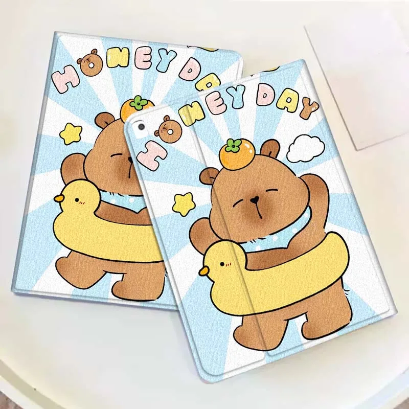 Cartoon Honey Bear Day Cover For iPad Pro Mini Air 1 2 3 4 5 6 7 10 11 th 8 9 gen 11 M4 M5 Foldable Tablet Case
