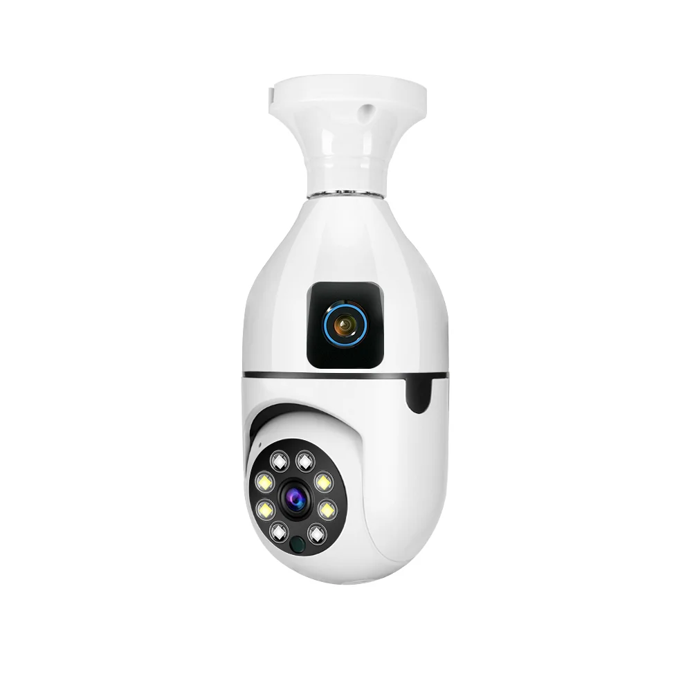 E27 Bulb WIFI Camera Dual Lens Indoor Surveillance Human Tracking Wireless Two-way Audio Cameras Color Night Vision V380 Pro