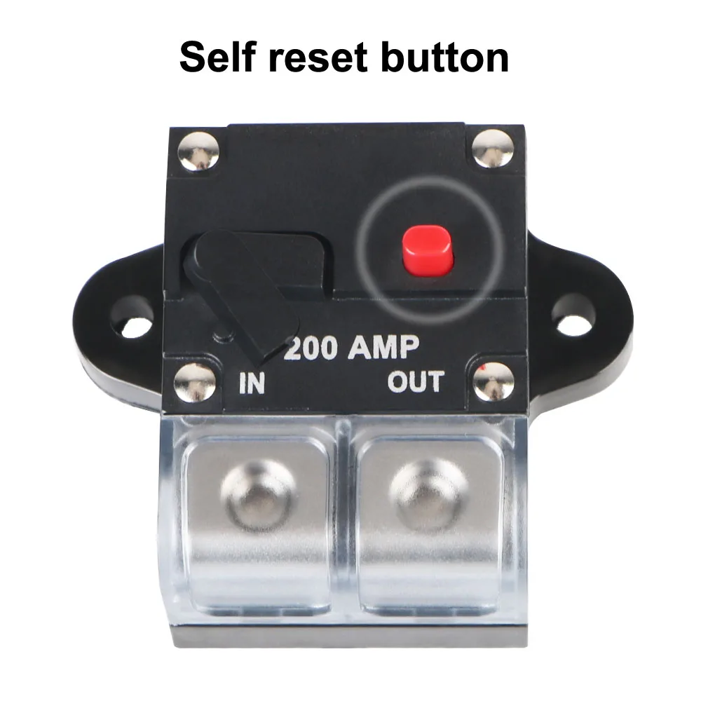 Resettable Insurance Circuit Breaker 200A 12v-48v DC Reset Fuse Car Boat Audio Manual Power Protect Fuse Fuse Reset Solar Fuse