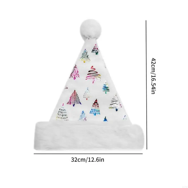 K3NF 크리스마스 모자 소프트 플러시 반짝이 반짝이 산타 모자 성인을위한 어린이 장식 사진 소품