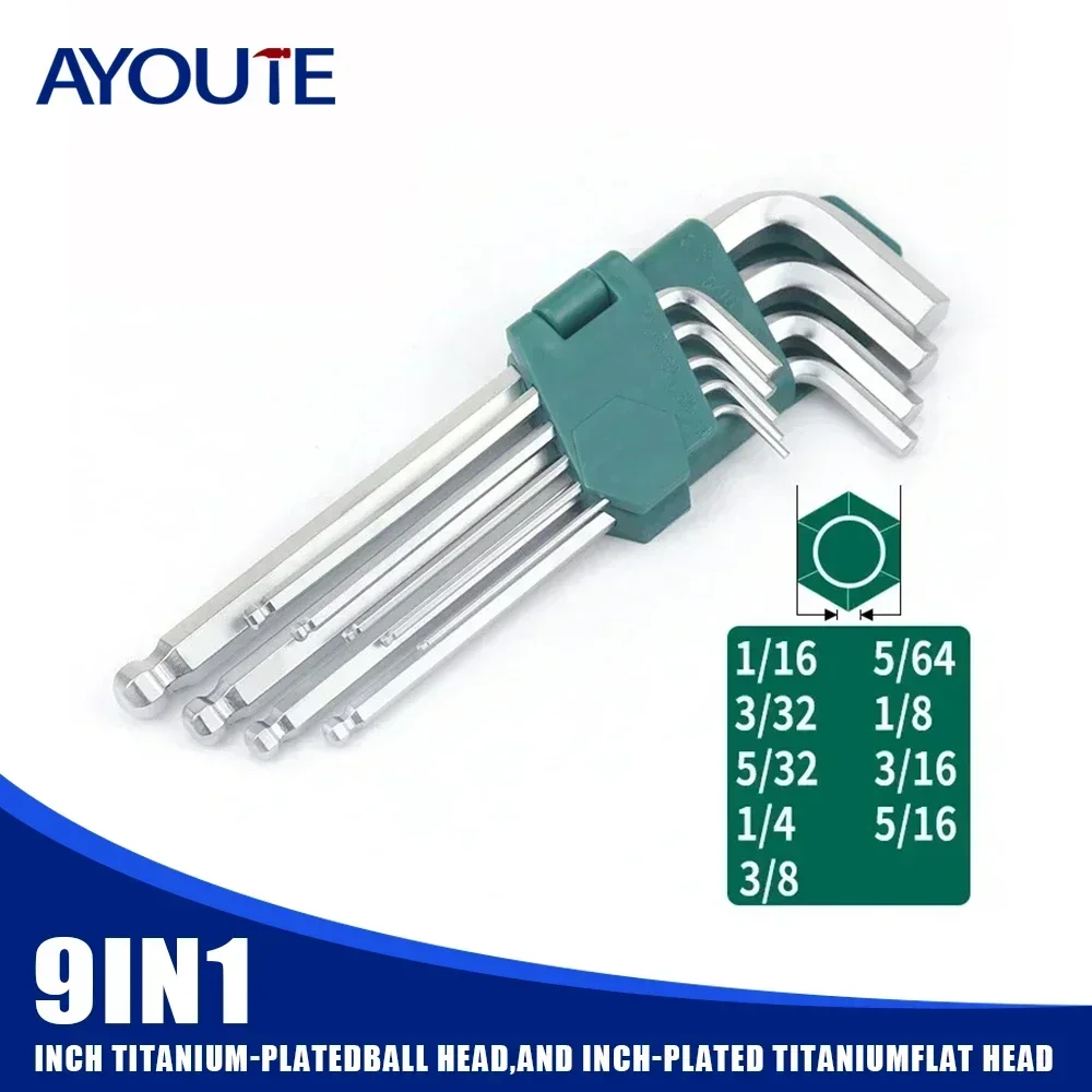 

Inch Allen Wrench Set Hex Ball Head Portable Bicycle Repair Hand Tools Screwdriver Tip 1/16 To 3/8 L Shape Short Arm Tool