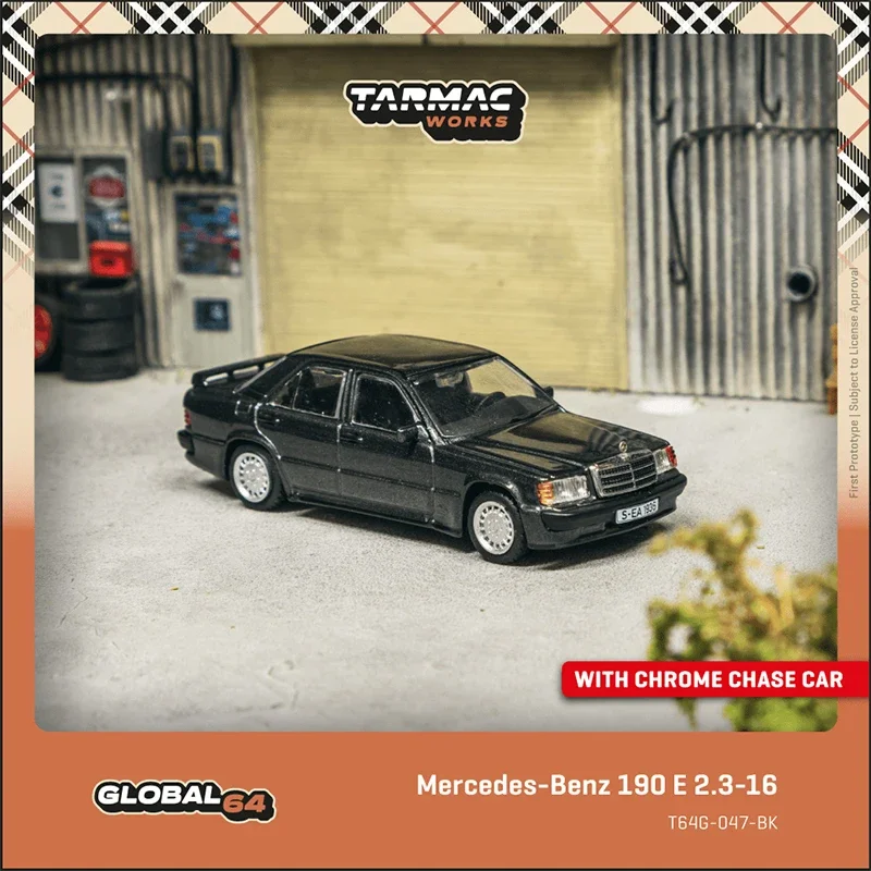 In Stock TW 1:64 Mercedes Benz 190 E 2.3 16 Blue Black Metallic Collection Toys Diecast Car Model Tarmac Works
