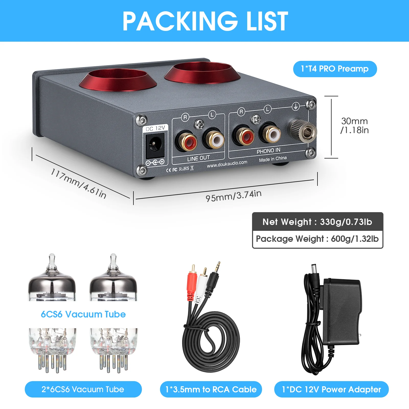 Douk Audio Mini Röhren-Phono-Vorverstärker Kopfhörerverstärker HiFi Stereo Audio-Vorverstärker für Telefon/Plattenspieler/MP3 – Detail 9