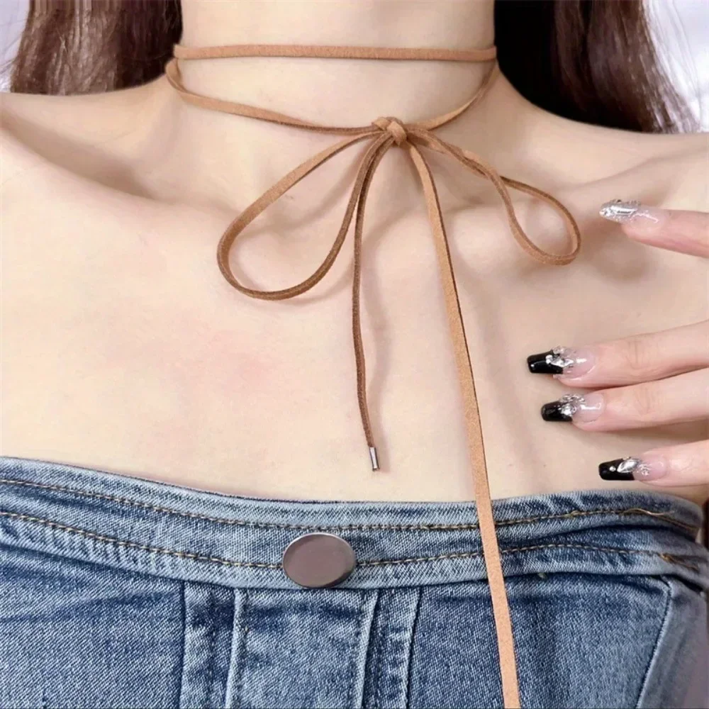 قلادة على شكل حبل للنساء، ربطة عنق قابلة للتعديل، غير معدنية، شريط رقبة عصري يشبه المخمل، ياقة أنيقة للحفلات #3