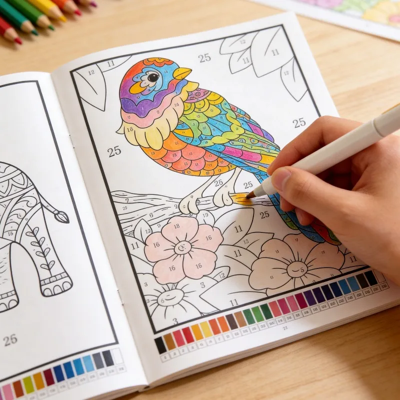 Un libro para colorear para adultos, un libro de pintura para aliviar el estrés para adultos con 32 patrones de plantas y animales, un regalo artístico ideal