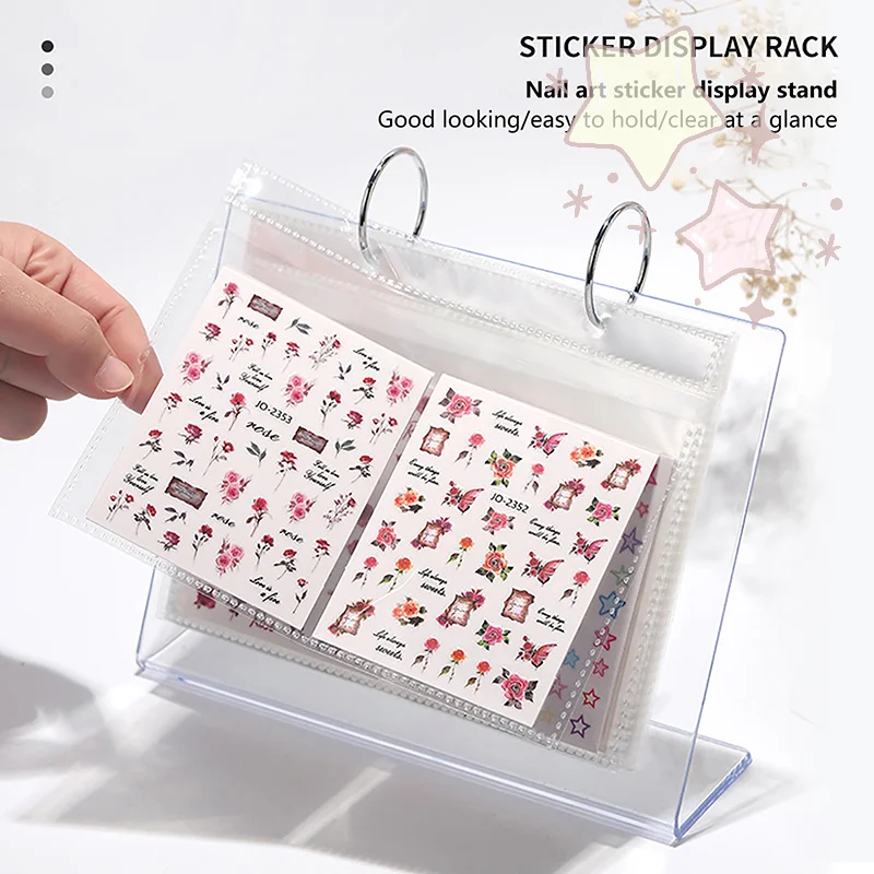 

17 Pages Nail Stickers Storage Book Decals Organizer Display Plastic Transparent Film