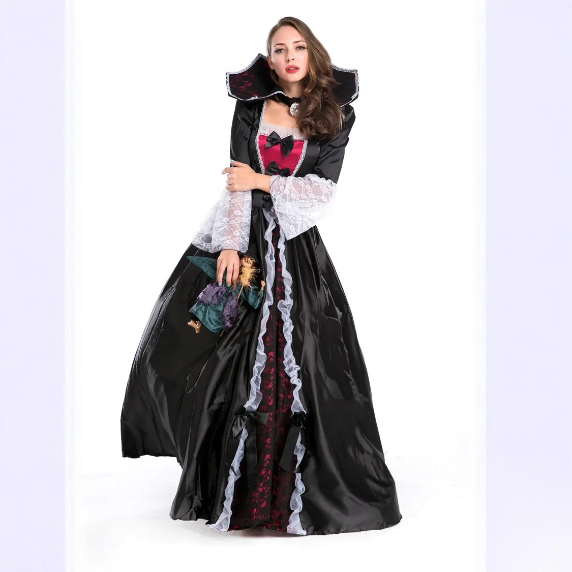 زي ساحرة مصاصة دماء للنساء لحفلات الهالوين والتنكر وعروض الأداء، شخصيات من القصص الخيالية مثل الأميرة سنو وايت