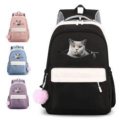 Mochila escolar con patrón de gato personalizado para niños y niñas, mochilas escolares informales bonitas, mochilas para computadora portátil