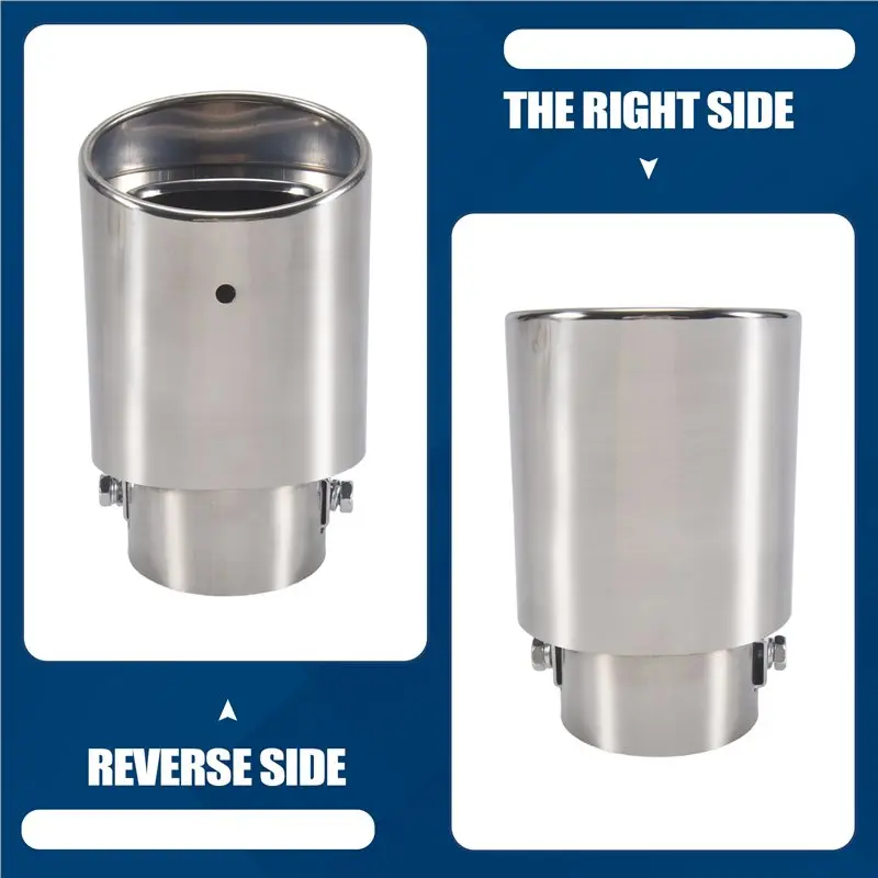 A73X-1 Piece Car Exhaust Tip, Car Exhaust Pipe Modification Tail Throat Tail Pipe 2.1In To 1.5In Universal Stainless Steel (Silv