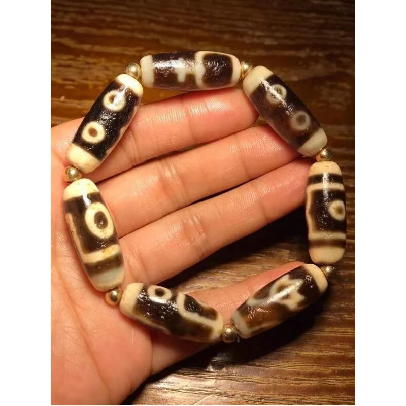 Tibet Genuine Agate Teeth Yellow Two Eyes Three Eyes Nine Eyes Aquarius Duobao Cinnabar Couple Bracelet