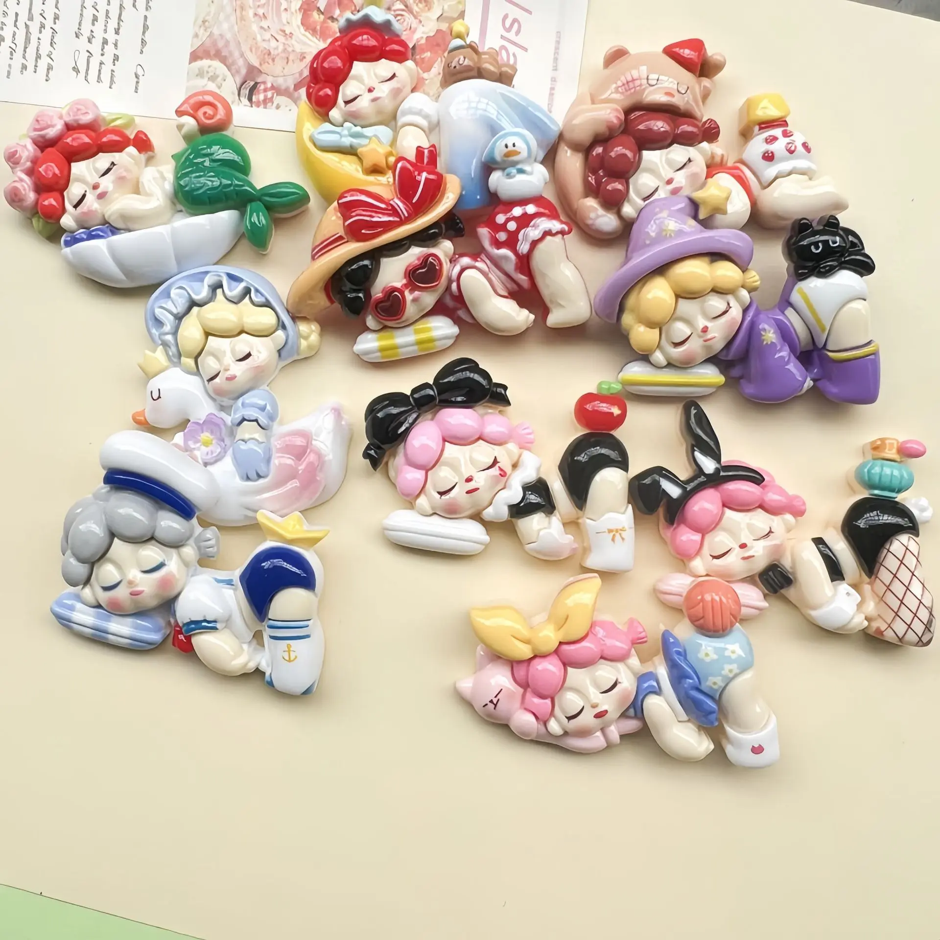 2pcs New calorie cartoon sleeping beauty girl cartoon resin flatback cabochon diy crafts materials kid handmade jewelry charms